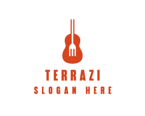 Music Guitar Food Fork logo design