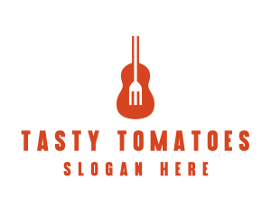 Music Guitar Food Fork logo design