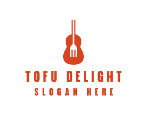 Music Guitar Food Fork logo design