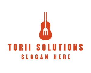 Music Guitar Food Fork logo design