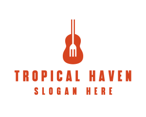 Music Guitar Food Fork logo design