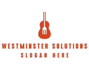 Music Guitar Food Fork logo design