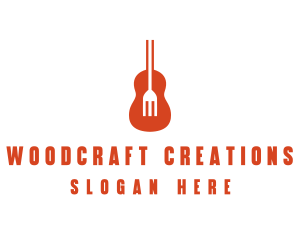 Music Guitar Food Fork logo design