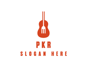 Music Guitar Food Fork logo design