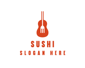 Music Guitar Food Fork logo design