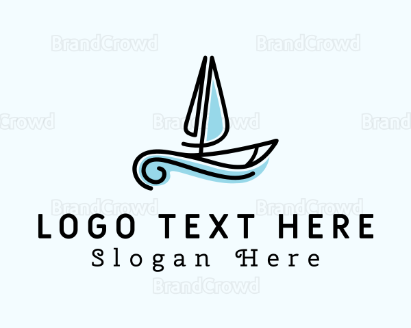 Sea Boat Sailing Logo