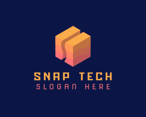 Abstract Tech Cube Innovation logo design