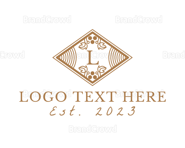 Vintage Ornate Vineyard Diamond Logo