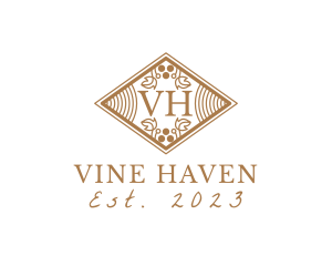 Vintage Ornate Vineyard Diamond logo design