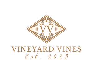 Vintage Ornate Vineyard Diamond logo design