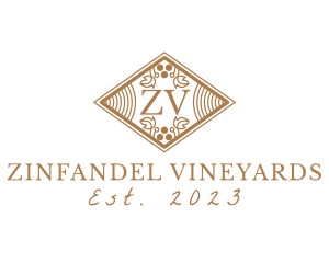 Vintage Ornate Vineyard Diamond logo design