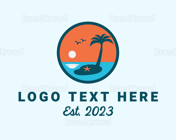 Beach Tourism Island Logo