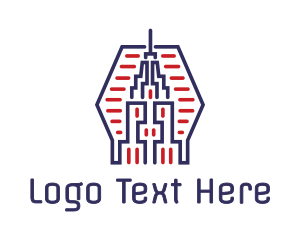 Tower - Abstract Blue Red Tower logo design