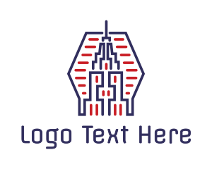 New York - Abstract Blue Red Tower logo design
