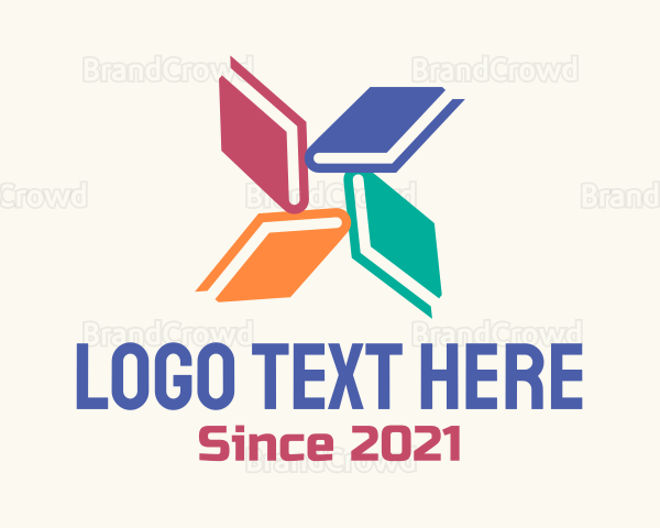 Colorful Books Library Logo