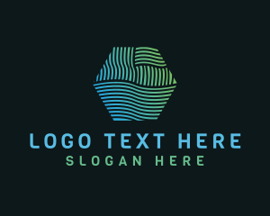 Telecom - Hexagon Wave Line Business logo design
