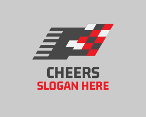 Race - Racing Flag Pixel logo design