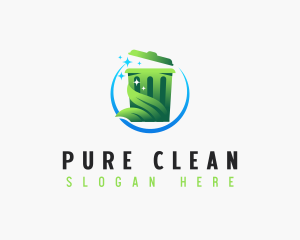 Recycling Bin Leaf Cleaning logo design