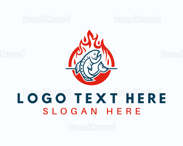 Hot Fire Grilling Fish Logo