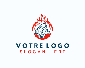 Hot Fire Grilling Fish Logo
