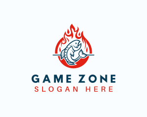 Hot - Hot Fire Grilling Fish logo design