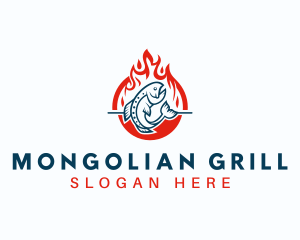 Hot Fire Grilling Fish logo design