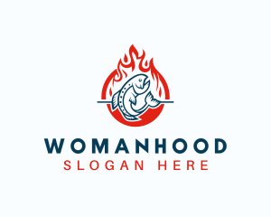 Roast - Hot Fire Grilling Fish logo design