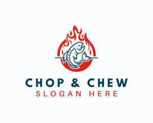 Flaming - Hot Fire Grilling Fish logo design