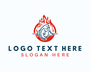 Food - Hot Fire Grilling Fish logo design