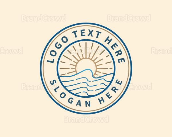 Elegant Ocean Beach Waves Logo