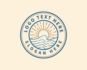 Line Art - Elegant Ocean Beach Waves logo design