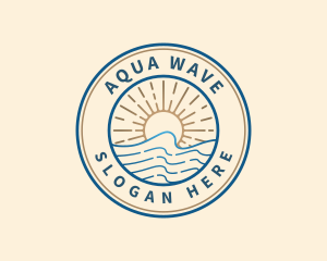 Elegant Ocean Beach Waves logo design