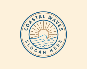 Elegant Ocean Beach Waves logo design