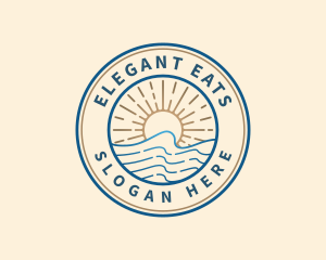 Elegant Ocean Beach Waves logo design