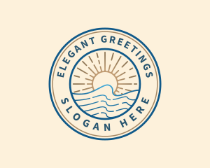 Elegant Ocean Beach Waves logo design