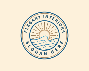 Elegant Ocean Beach Waves logo design