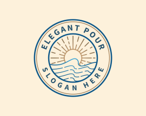 Elegant Ocean Beach Waves logo design