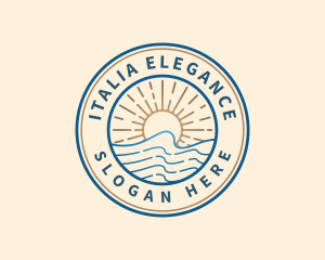 Elegant Ocean Beach Waves logo design