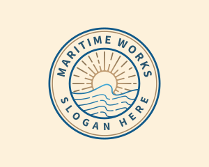 Elegant Ocean Beach Waves logo design