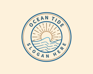 Elegant Ocean Beach Waves logo design