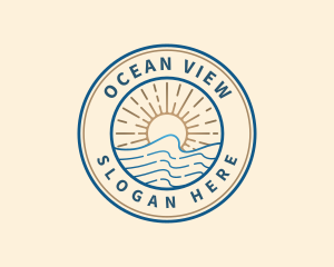 Elegant Ocean Beach Waves logo design