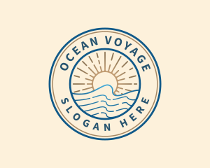 Elegant Ocean Beach Waves logo design