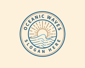 Elegant Ocean Beach Waves logo design