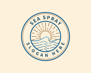 Elegant Ocean Beach Waves logo design