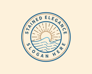 Elegant Ocean Beach Waves logo design