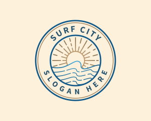 Elegant Ocean Beach Waves logo design