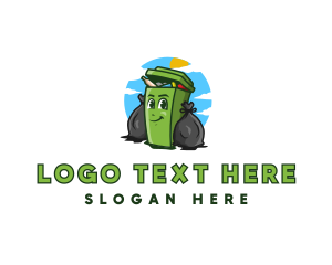 Recycle - Cartoon Trash Bin Junk logo design