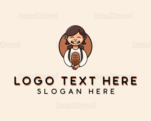 Baguette Bread Woman Logo