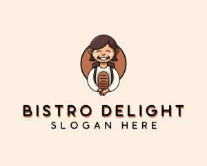 Baguette Bread Woman logo design