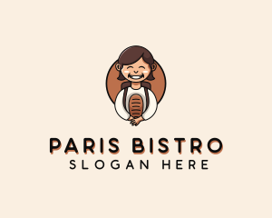 Baguette Bread Woman logo design